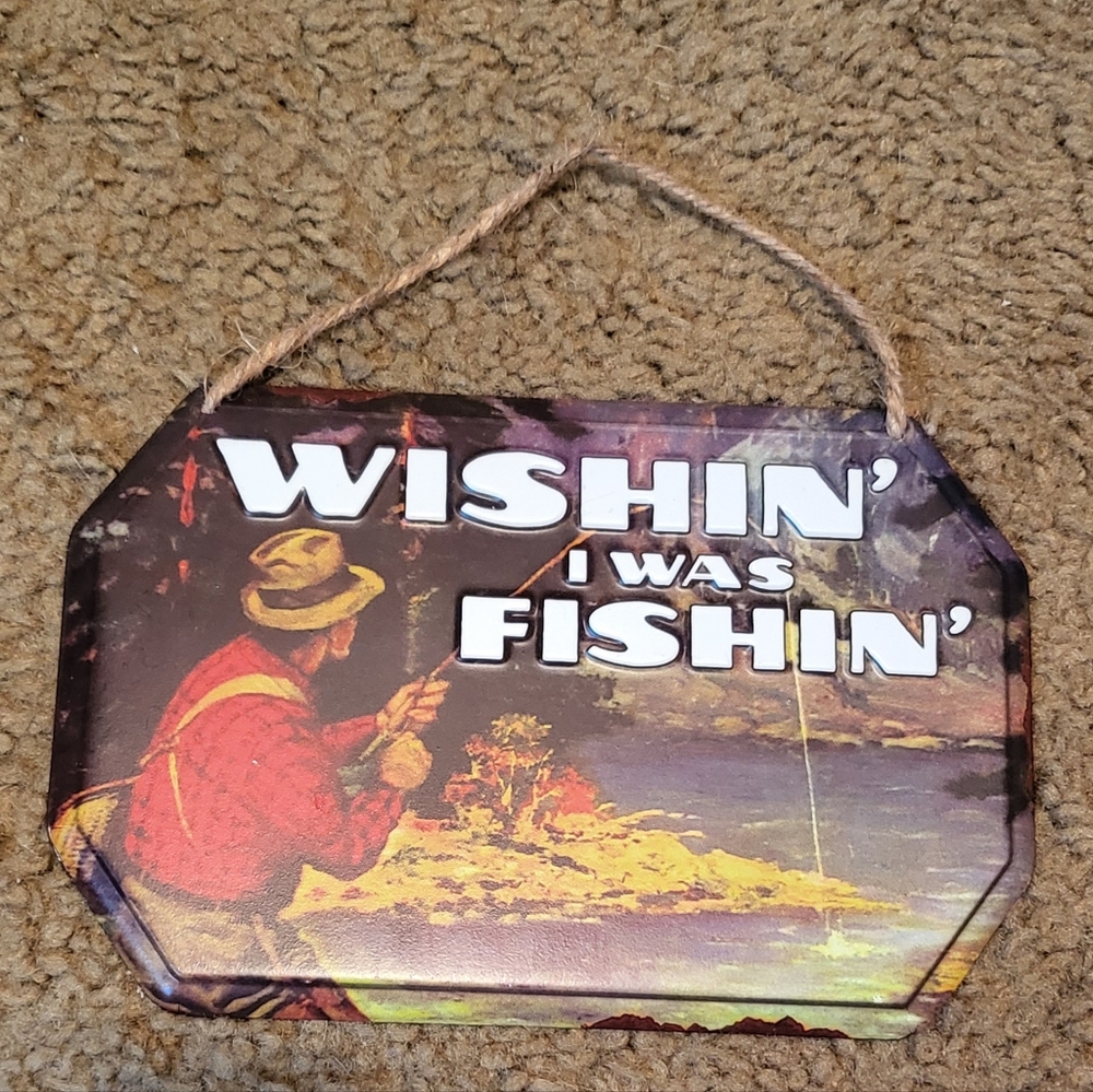 Fishing Themed Metal Wall Sign Wall Hanging